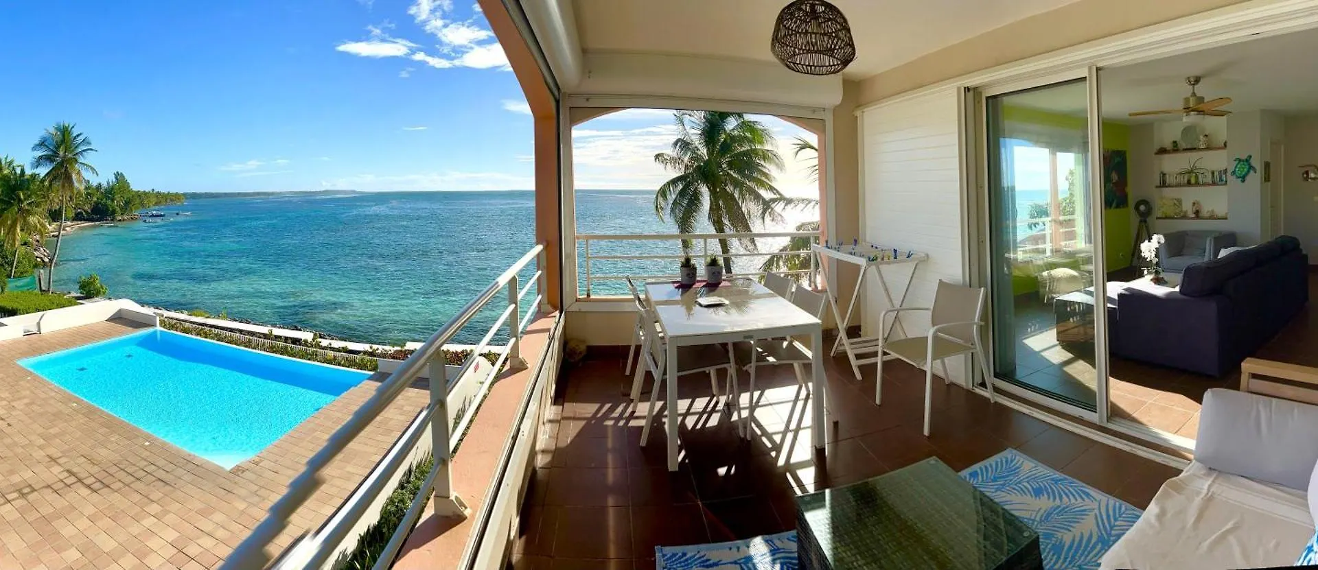 T3 Front De Mer Vue Imprenable Sur Lagon Avec Piscine Eden Blue Ste Anne Cuve Tampon Sainte-Anne  Appartamento